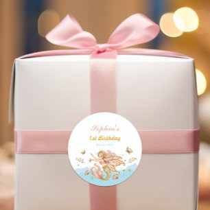Magical Fairy Mermaid Girl's Birthday Party Runder Aufkleber