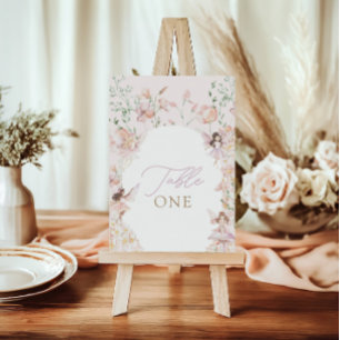 Magical Fairy Pink Floral Girls Geburtstag Tischnummer