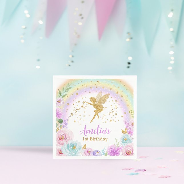 Magical Fairy Rainbow Birthday Napkins Serviette (Von Creator hochgeladen)