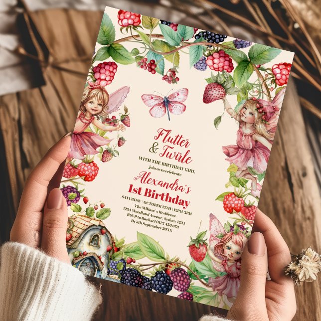 Magical Fairy Strawberry Garden Pixie 1. Geburtsta Einladung (Von Creator hochgeladen)