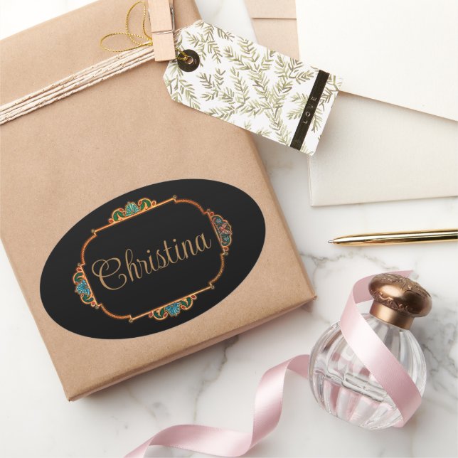 Magical Fairy Tale Fantasy Personalisiert Ovaler Aufkleber (Schenken)