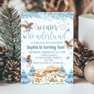 Magical Fairy Winter Wonderland Geburtstag Einladung