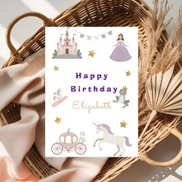 Magical Fairytale Castle Baby Girl Birthday Card Karte