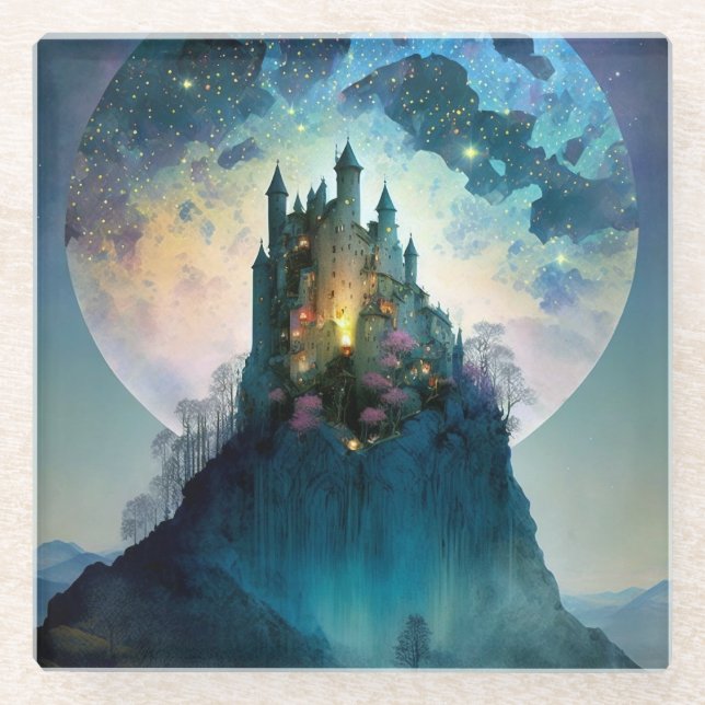 Magical Fantasy Castle Glass Untersetzer (Vorderseite)