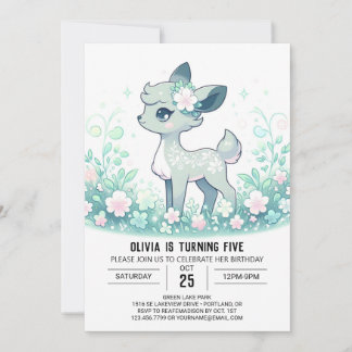 Magical Fawn Deer Digital Geburtstag Einladung