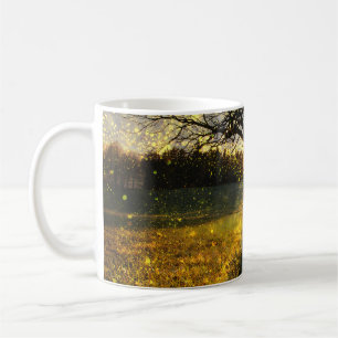Magical fireflies dreamy landscape kaffeetasse