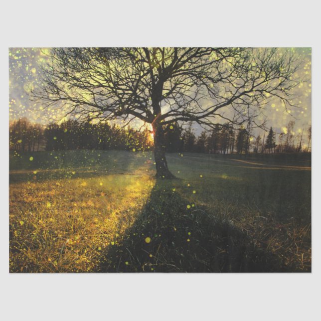 Magical fireflies dreamy landscape seidenpapier (Vorderseite)