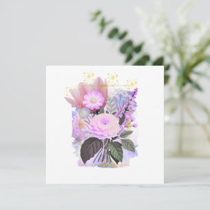 Magical Floral Bouquet in Golden Frame Feiertagskarte