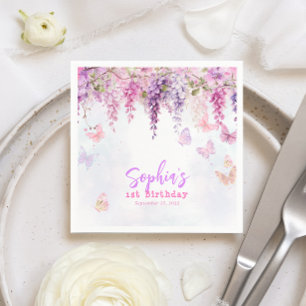 Magical Floral Wisteria Butterly Kindergeburtstag Serviette