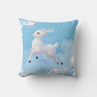 Magical Flying Deer Pillow - Dreamy Pastel Design Kissen