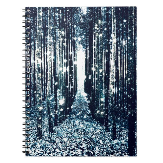 Magical Forest Aquamarin Gray Elegante Notizblock (Vorderseite)