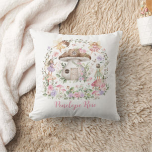 Magical Forest Fairy Floral Pilz Kinderzimmer Kissen