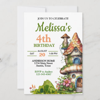 Magical Forest Fairy House Geburtstag Einladung