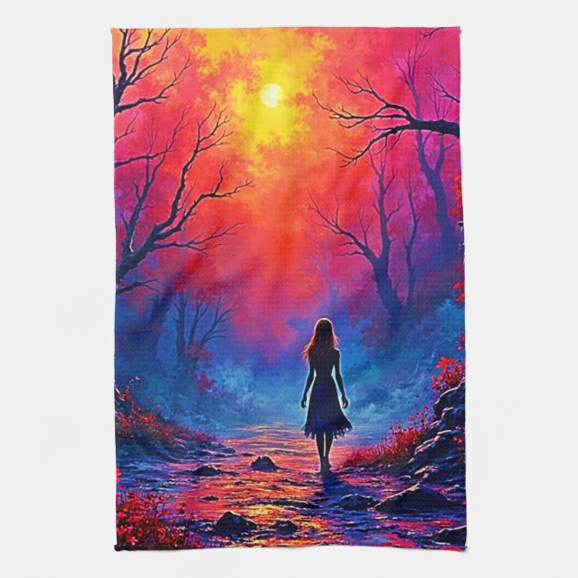 Magical Forest Girls Solitude Design Geschirrtuch (Vertikal)