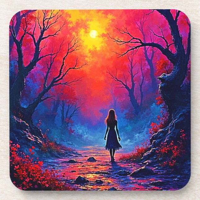 Magical Forest Girls Solitude Design Getränkeuntersetzer (Vorderseite)