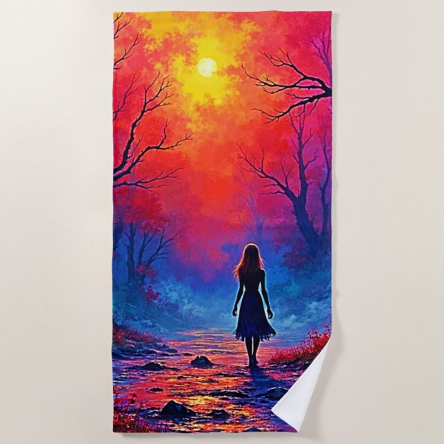 Magical Forest Girls Solitude Design Strandtuch (Vorderseite)