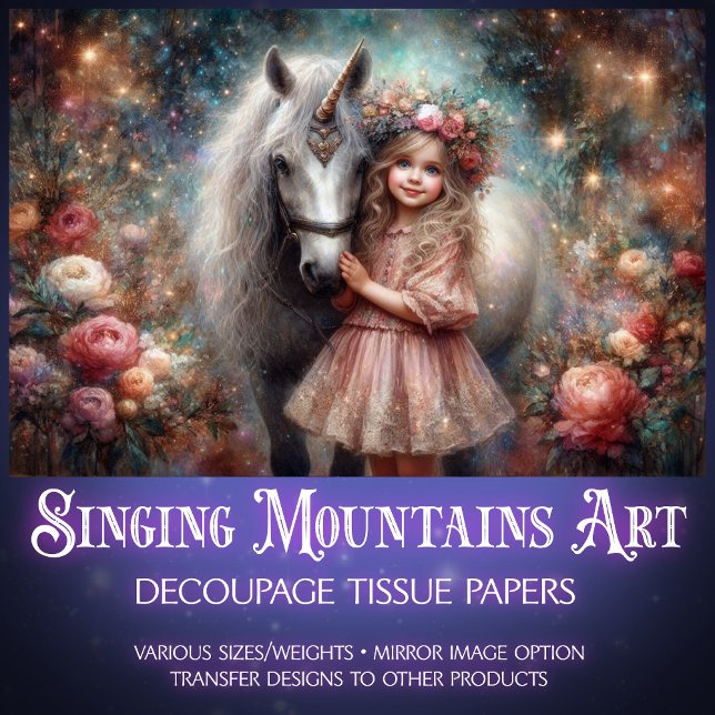 Magical Friendship Unicorn and Girl Decoupage Seidenpapier (Von Creator hochgeladen)