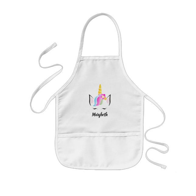 Magical Girly niedliche personalisierte Einhorn Kinderschürze (Vorne)