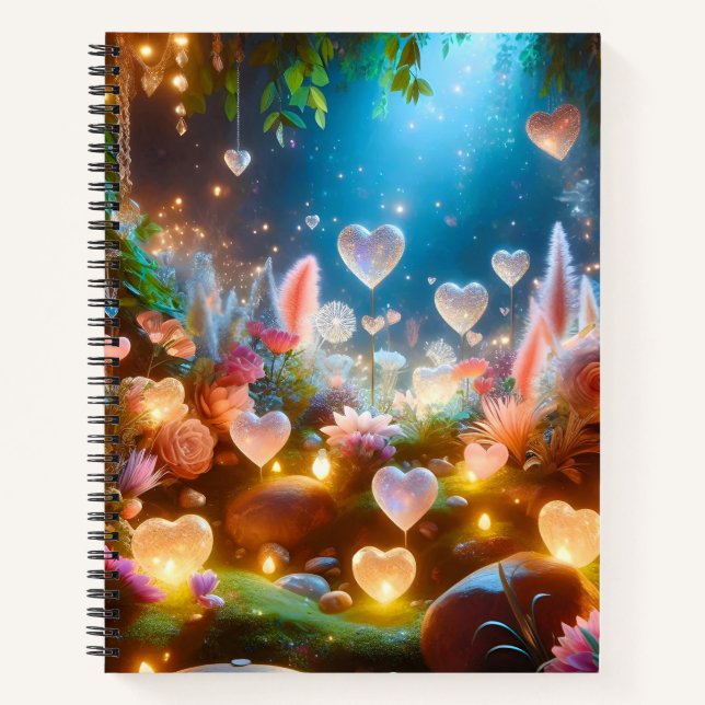 Magical Glowing Flowers Heart Garden  Notizbuch (Vorderseite)