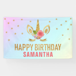 Magical Gold Glitzer Einhorn-Gesicht Geburtstagspa Banner