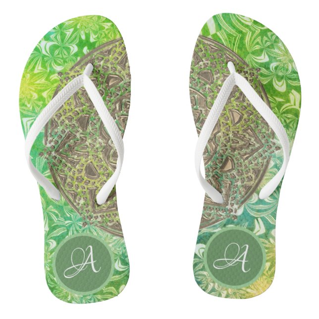 Magical Gold Mandala Monogram Flip Flops (Fußbett)