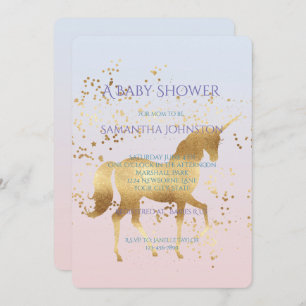 Magical Gold Unicorn Baby Dusche Einladung