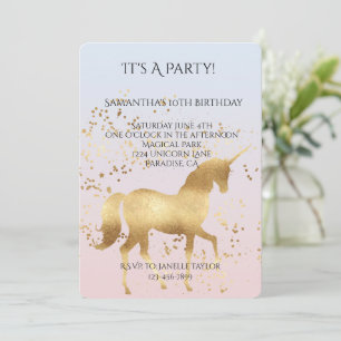 Magical Gold Unicorn Geburtstag Einladung