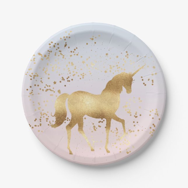 Magical Gold Unicorn Pappteller (Vorderseite)