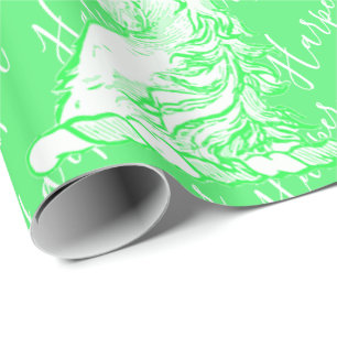 Magical Green Unicorn Muster Individuelle Name Har Geschenkpapier