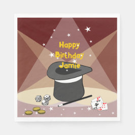 Magical Happy Birthday Name Red Serviette