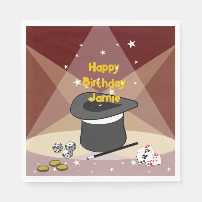 Magical Happy Birthday Name Red Serviette (Vorderseite)