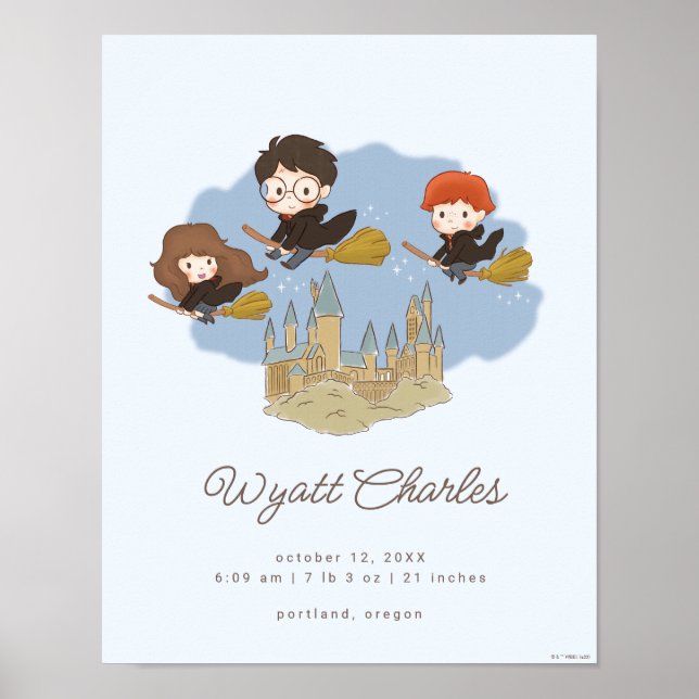 Magical Harry Potter & Hogwarts Baby Birth Stats Poster (Vorne)