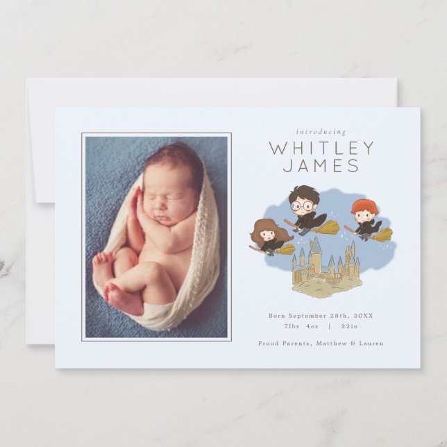 Magical Harry Potter | Hogwarts Birth Announcement Einladung (Vorderseite)