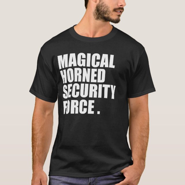 Magical Horned Security Force Funny Halloween T-Shirt (Vorderseite)