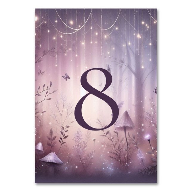 Magical Lavender Fairy Lights Hochzeit Tischnummer (Vorderseite)