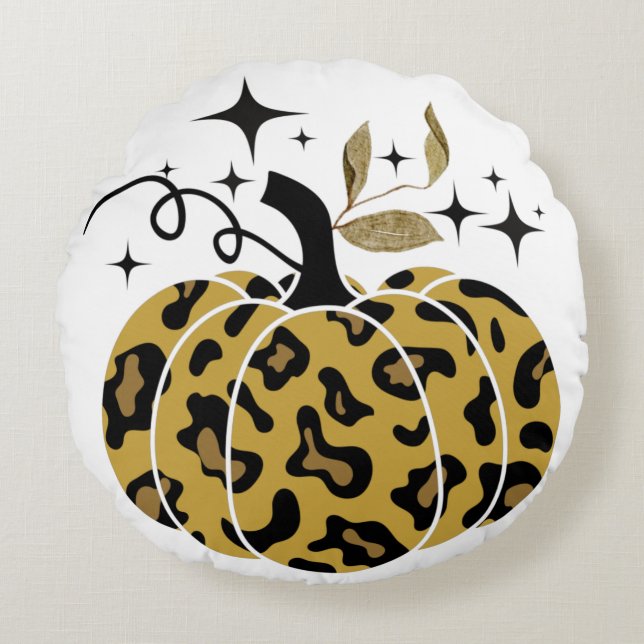 Magical Leopard Pumpkin Rundes Kissen (Vorderseite)