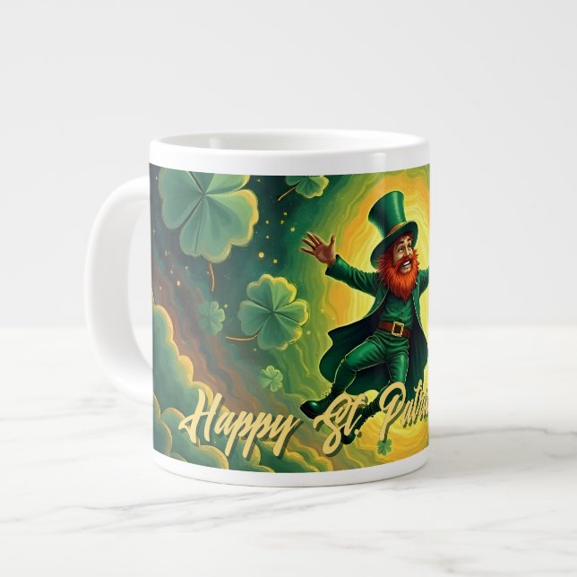 Magical Leprechaun St. Patrick’s Day Art Jumbo-Tasse (Vorderseite Links)