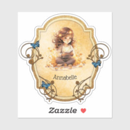 Magical Little Girl Lesen eines Buches Aufkleber