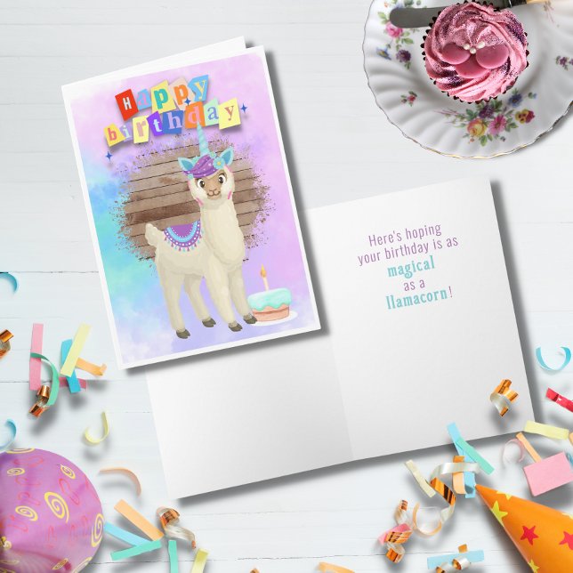 Magical Llamacorn Happy Birthday Card Dankeskarte (Von Creator hochgeladen)