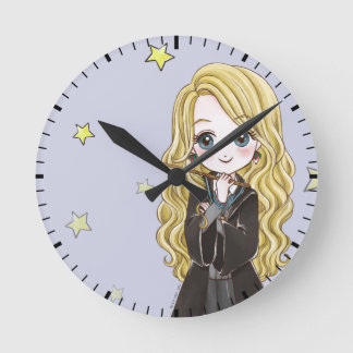 Magical Luna Lovegood Watercolor Runde Wanduhr