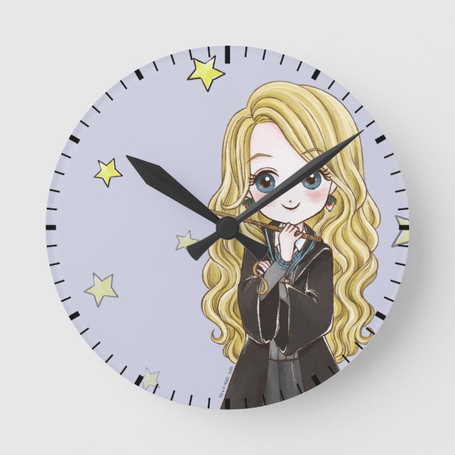 Magical Luna Lovegood Watercolor Runde Wanduhr (Vorderseite)