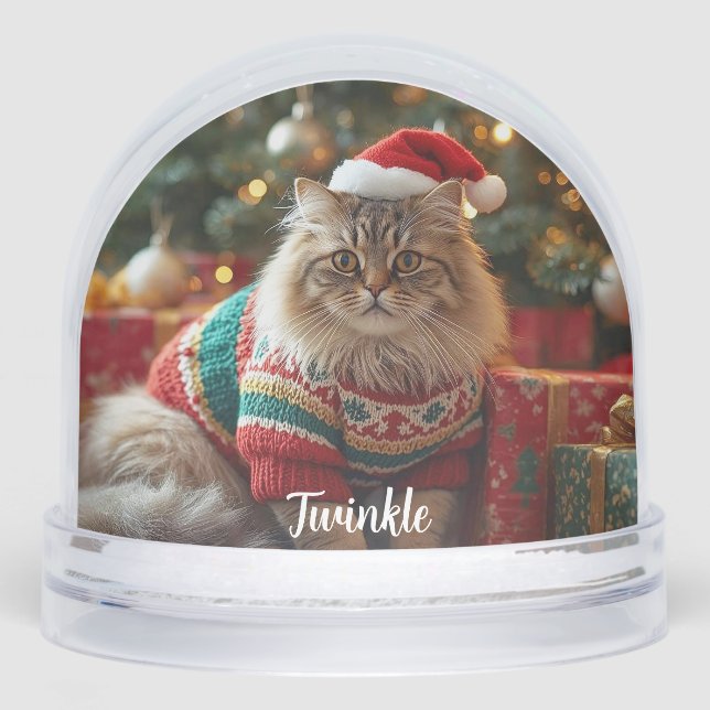 Magical Maine Coon Weihnachten Weihnachten Persona Schneekugeln (Vorderseite)