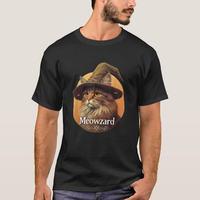 Magical Meowzard Enchanting Cat Wizard Illustratio T-Shirt (Vorderseite)