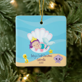 Magical Mermaid Baby's First Christmas Keramikornament