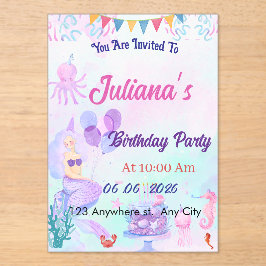 Magical  Mermaid Birthday Invitation Acryleinladungen