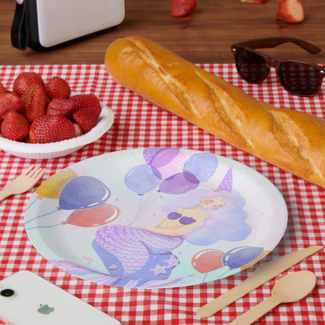 Magical  Mermaid Birthday Invitation Card Pappteller (Picknick)