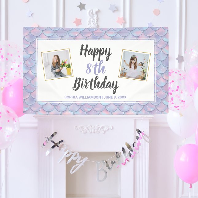 Magical Mermaid Birthday Party Custom Photos Banner (Von Creator hochgeladen)