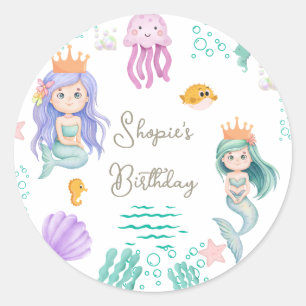 Magical Mermaid Birthday Runder Aufkleber