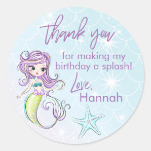 Magical Mermaid Geburtstagsparty Danke Stickers