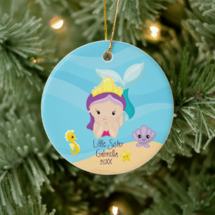Magical Mermaid Little Sister Christmas Keramik Ornament